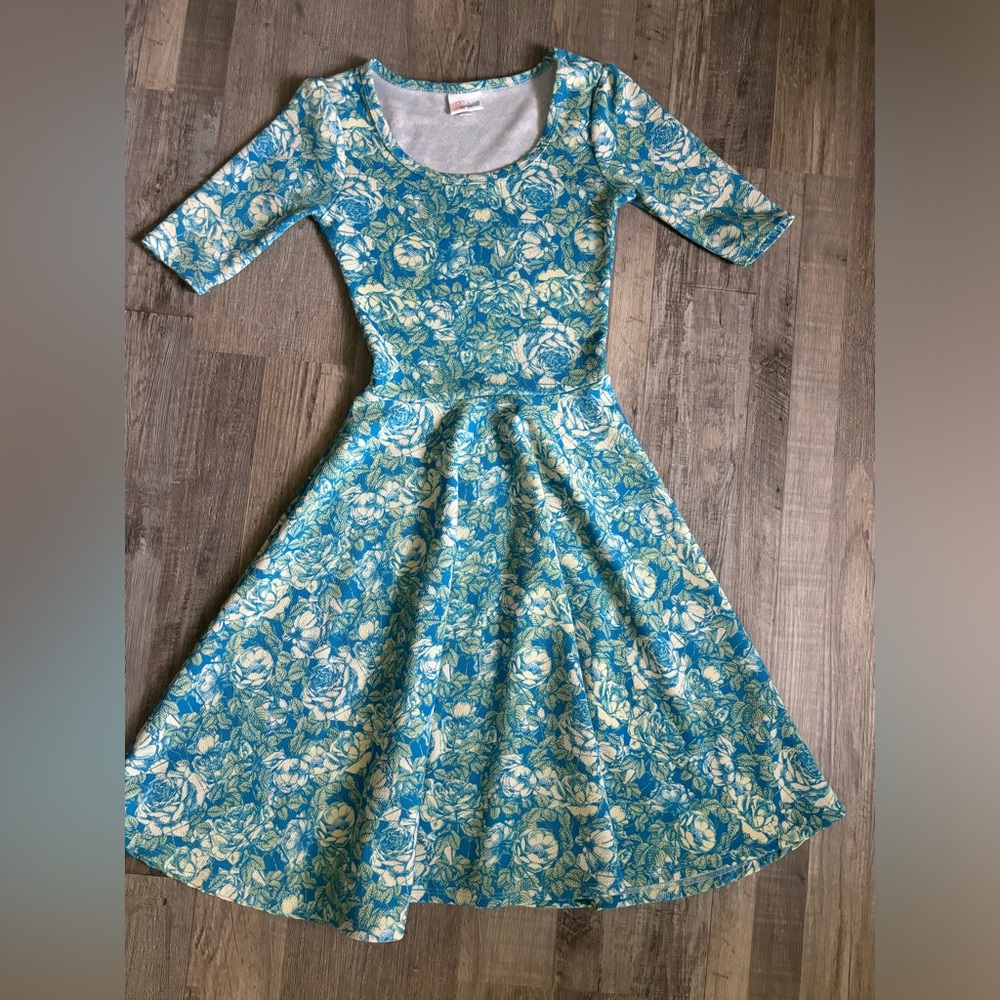 Blue and Green Midi Dress